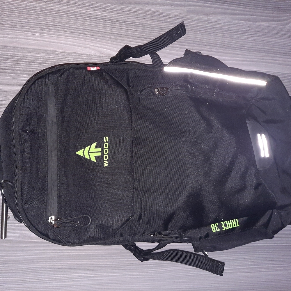 Black Backpack with Reflective Strip and Modern Design